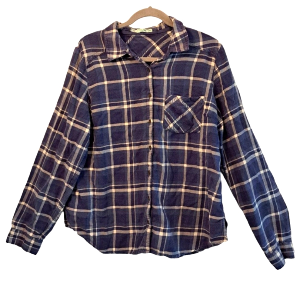 Maurices Blue Plaid Button Up Shirt Size XL